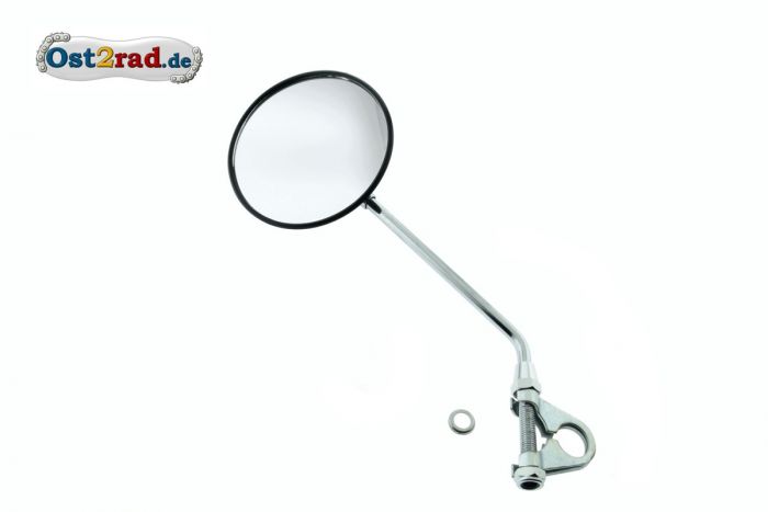 Rückspiegel für MZ TS 125 150 250 mit Schelle, Edelstahl - Chrom