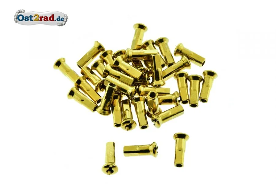 Satz Nippel für Speiche M3,5 - 3mm Titan beschichtet Gold