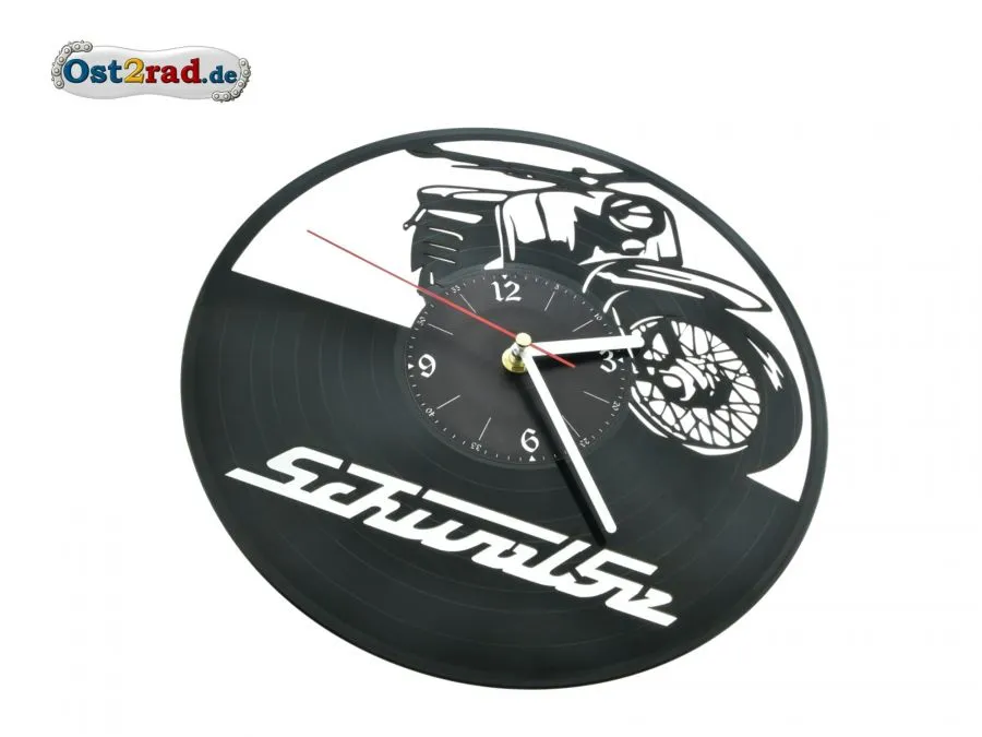Schallplattenuhr Wanduhr Schwalbe volle Platte