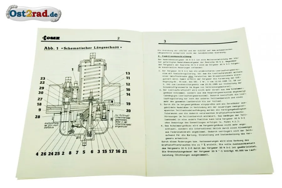 Serviceinformation Reparaturhandbuch Vergaser BVF 30N3-1