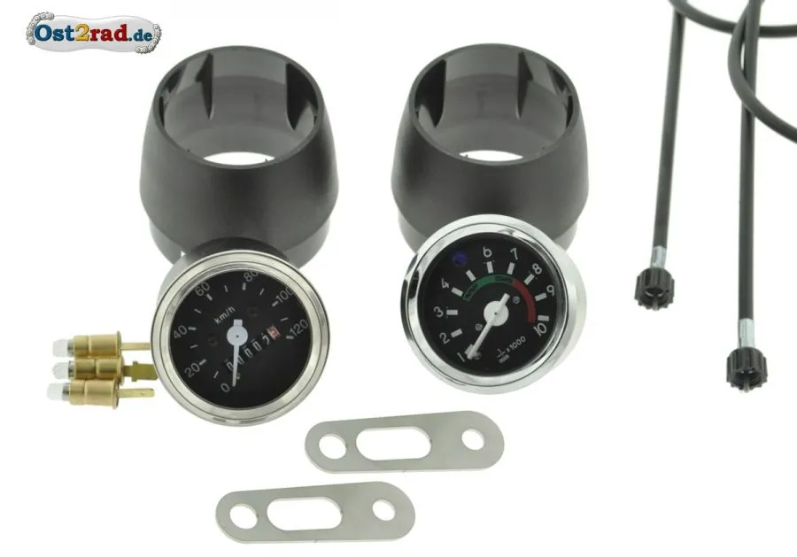 Set Tacho Drehzahlmesser Hüllen Halterung für Simson S70 S51, 12V Set Tacho Drehzahlmesser Hüllen Halterung für Simson S70 S51, 12V