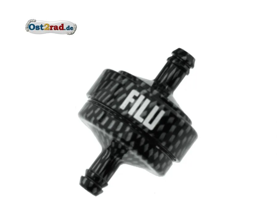 FILU Leitungsfilter Alu CARBON-eloxiert für Benzinschlauch 5mm FILU Leitungsfilter Alu CARBON-eloxiert für Benzinschlauch 5mm