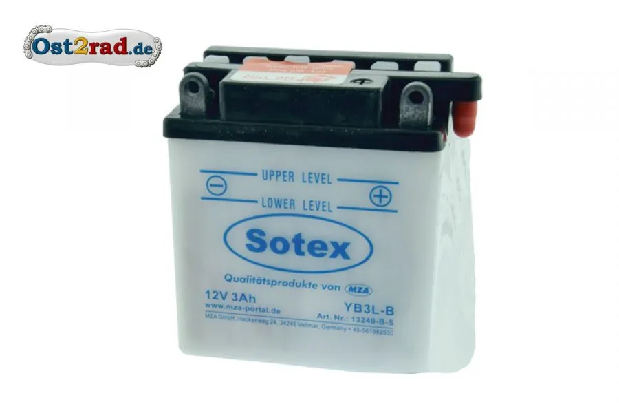 Sotex-Batterie YB3L-B 12V 3Ah Simson Sperber MS50 KR51/1 Vape