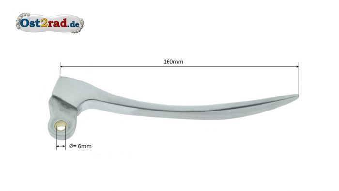 Spitzhebel rechts Bremse lang MZ ES AWO RT BK EMW BMW IWL Alu natur