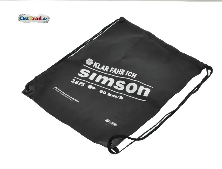 Sportbeutel schwarz Aufdruck Klar fahr ich SIMSON Sportbeutel schwarz Aufdruck Klar fahr ich SIMSON