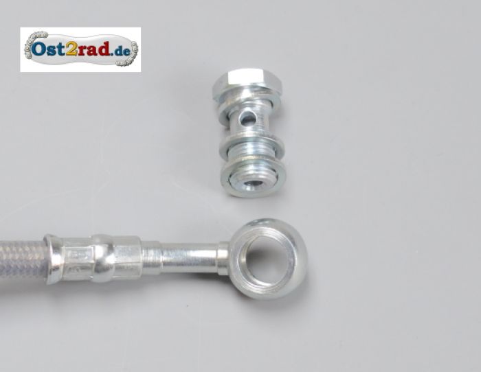 Bremsleitung Stahlflex passend für MZ ETZ mit Hohlschrauben