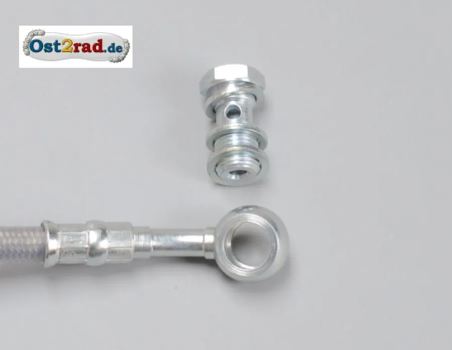 Bremsleitung Stahlflex passend für MZ ETZ mit Hohlschrauben Bremsleitung Stahlflex passend für MZ ETZ mit Hohlschrauben