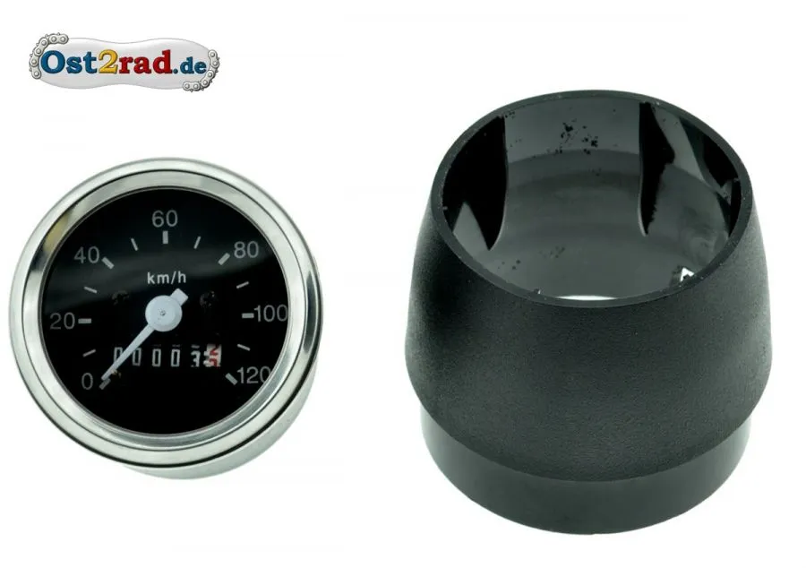 Tachometer 120 km/h für Simson S51 S70 mit Tachohülle 60mm, LED 6V und 12V Tachometer 120 km/h für Simson S51 S70 mit Tachohülle 60mm, LED 6V und 12V
