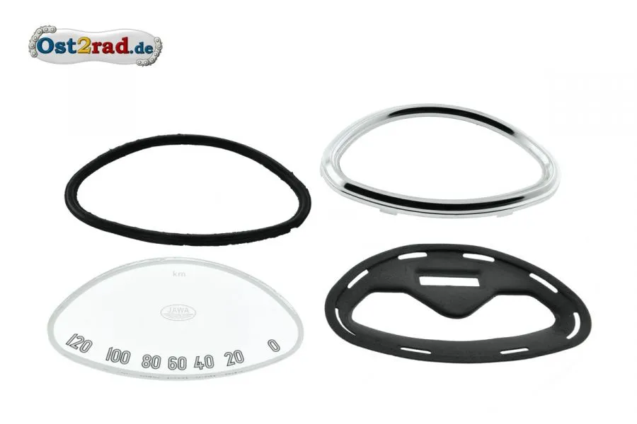 Tachoscheibenset 4-teilig oval JAWA Panelka 120km/h Tachoscheibenset 4-teilig oval JAWA Panelka 120km/h