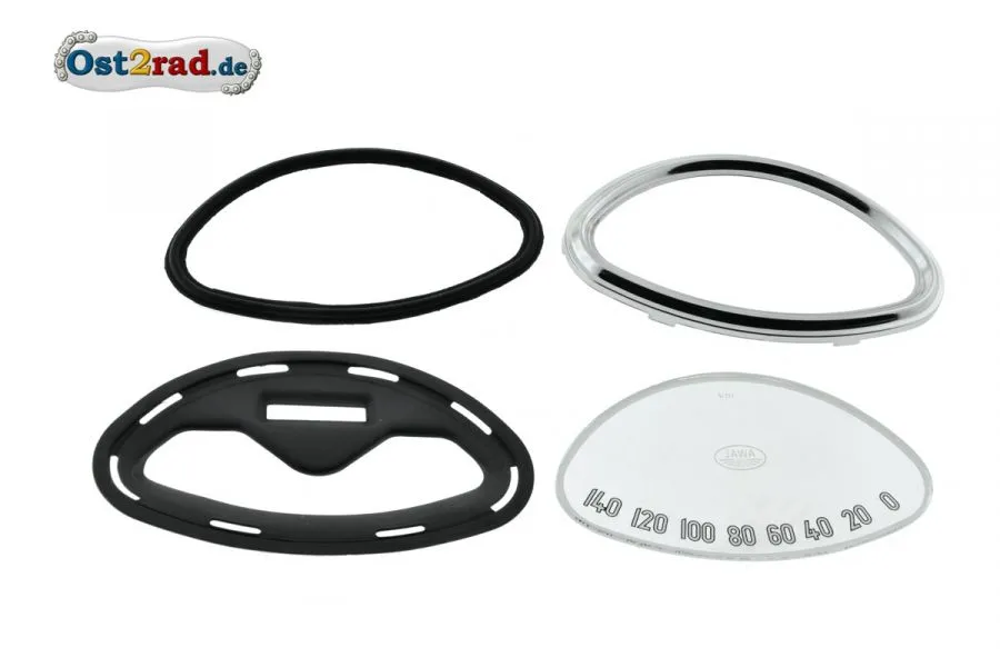 Tachoscheibenset 4-teilig oval JAWA Panelka 140km/h Tachoscheibenset 4-teilig oval JAWA Panelka 140km/h