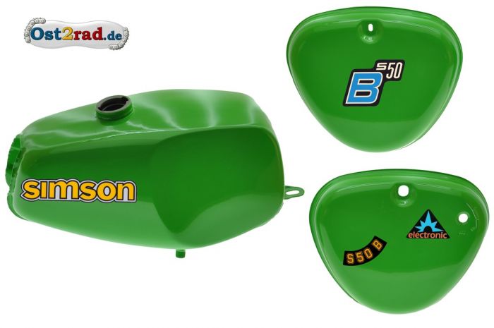 Büffeltank Set, Hoch-Tank für Simson S50 S51, Gelbgrün, innen versiegelt