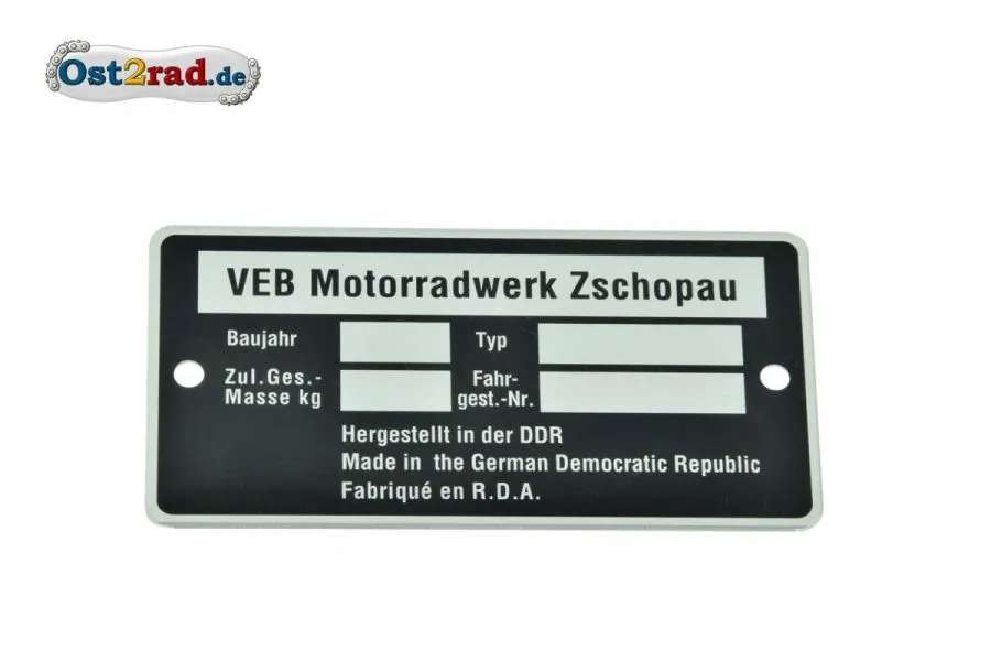 Typenschild passend für MZ blanko Typenschild passend für MZ blanko