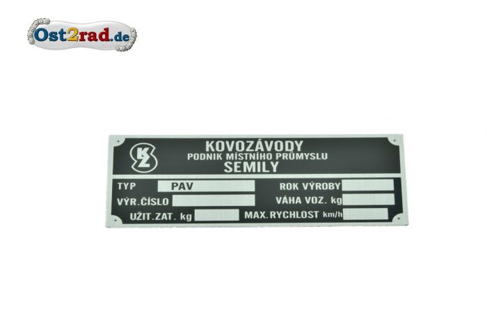 Typenschild PAV 40 41 GEDRUCKT