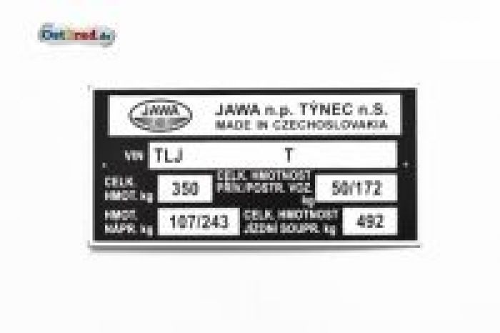 Typenschild JAWA 634 638 639 640 Tschechisch