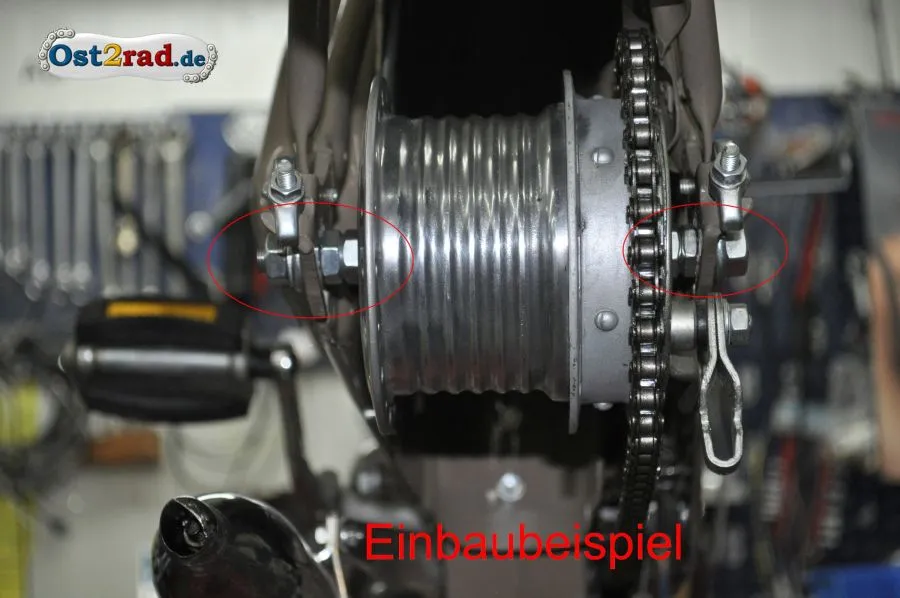 Umbausatz für Simson SR2, SR2E 10mm Achse Hinten auf Kugellager Umbausatz für Simson SR2, SR2E 10mm Achse Hinten auf Kugellager