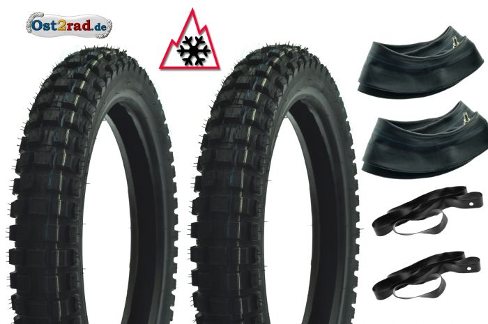 2x SET Winter-Reifen für Simson S50 S51 KR51 PneuRubber 2,75-16 Xtreme, Cross M+S