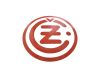 Emailleschild CZ Logo rund weiss, Schrift rot 250mm