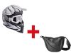 SET Motocrosshelm Fortis Graffi gms mattschwarz-weiss + Crossbrille + Schultertasche