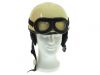 Oldtimerhelm mit Brille passend für MZ JAWA SIMSON AWO Halbschale - Leder schwarz