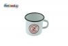 Tasse Emaille WEISS CZ Logo rot