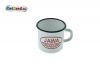 Tasse Emaille WEISS JAWA/CZ Logo rot