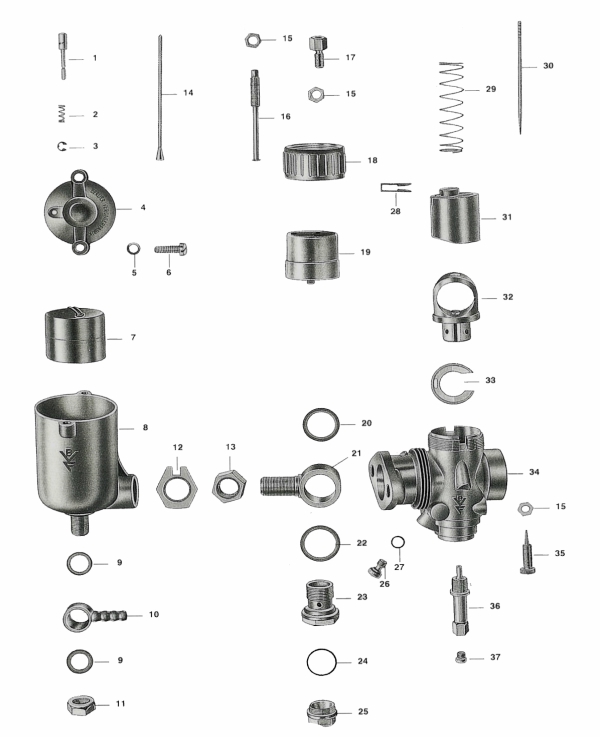 7 teiliger Vergaser Reparatursatz MZ RT 125/1-2 mit Rundschieber